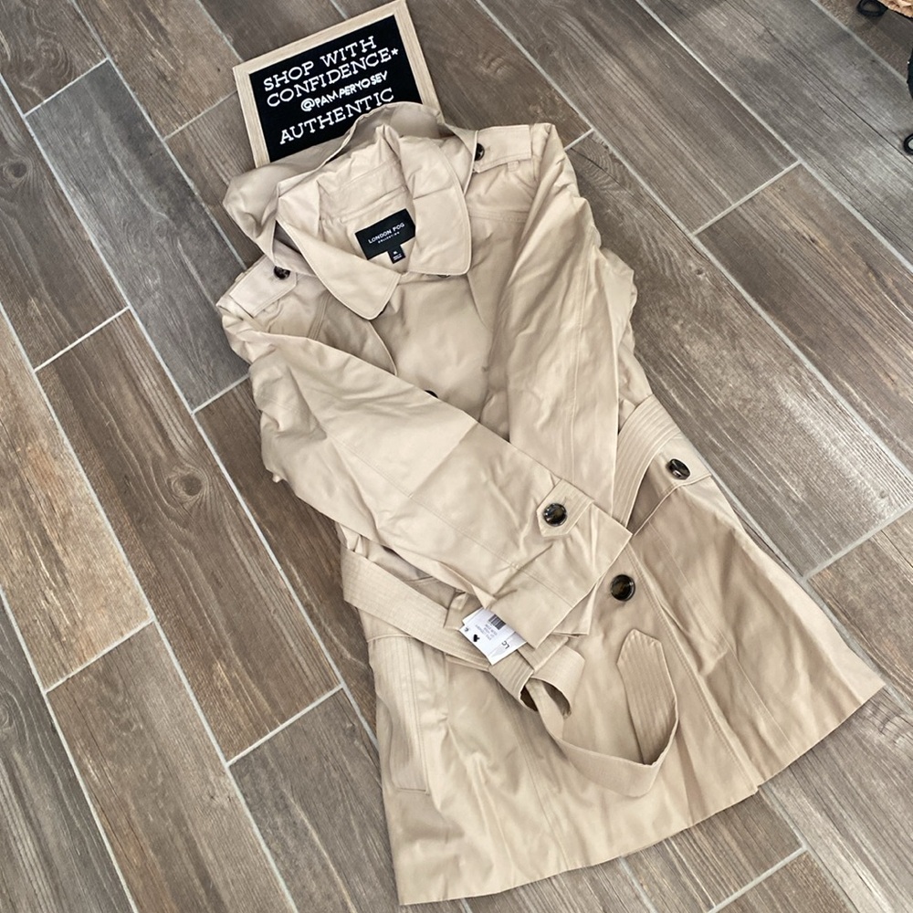 London Fog Women's Double-Breasted Hooded Trench Rainco - Picture 2 of 12